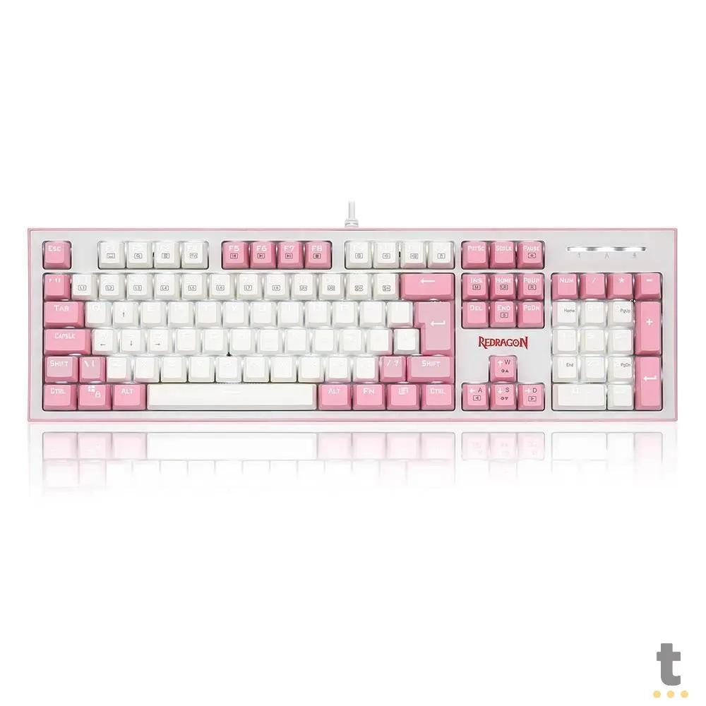 Teclado Gamer Mecânico Redragon Hades Led White Branco e Rosa - K623-WP (PT-BLUE) Truedata